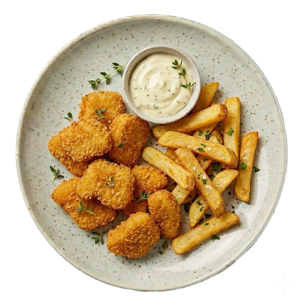 Kyllingnuggets+chips ( 8 stk )